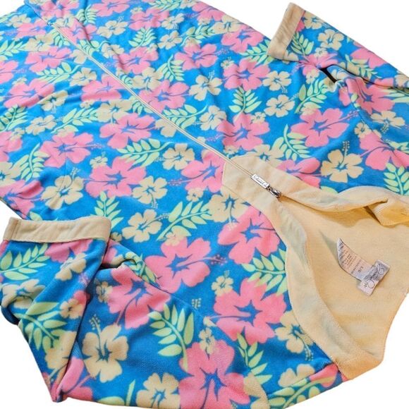 Vintage Jasmine Rose Tropical Floral Hawaiian Loungewear Pyjama Robe - Picture 3 of 10